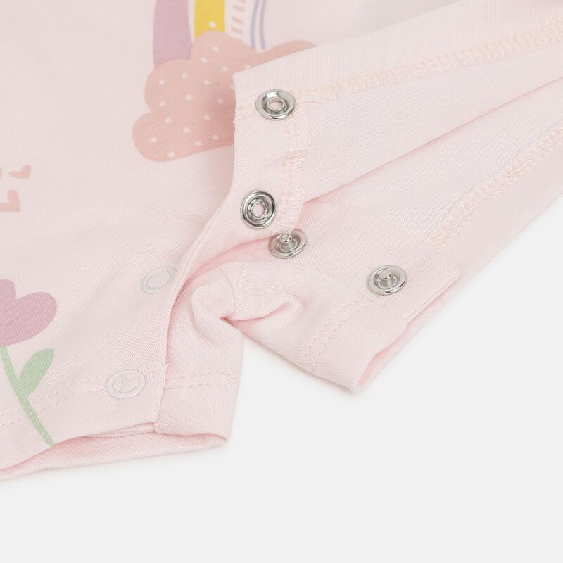 Infant Light Pink Printed Short Sleeve Romper image number null